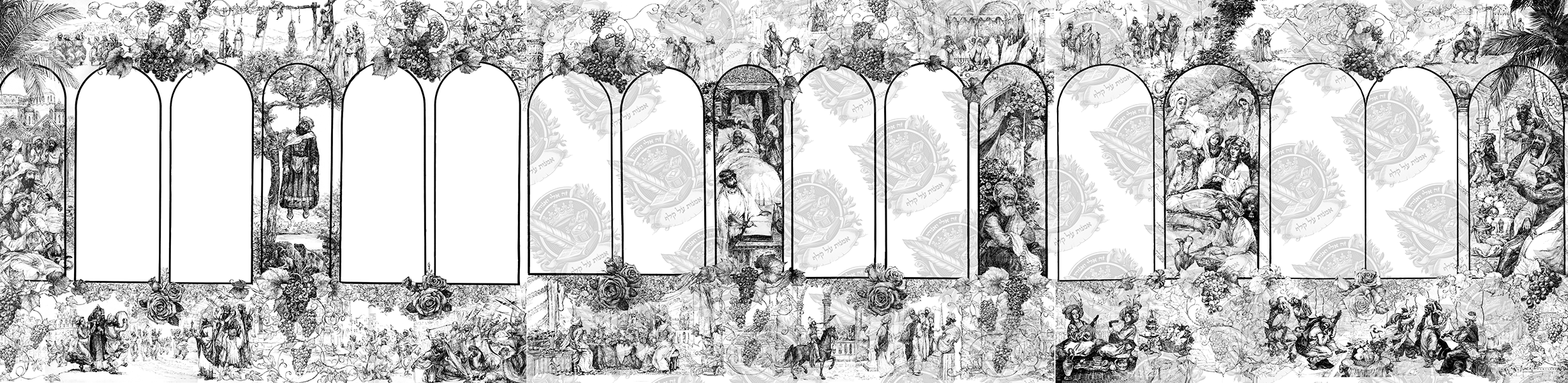 מגילת אסתר - הדפסה על קלף - שחור לבן