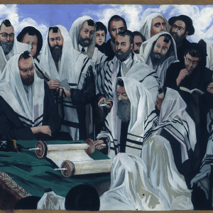 קריאת התורה, ציור מודפס על קלף או על קנבס