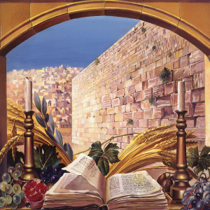 ציור של הכותל המערבי בעיר הקודש ירושלים